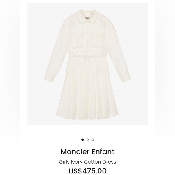 Brand new Girls Ivory Cotton Dress, Moncler Size 6